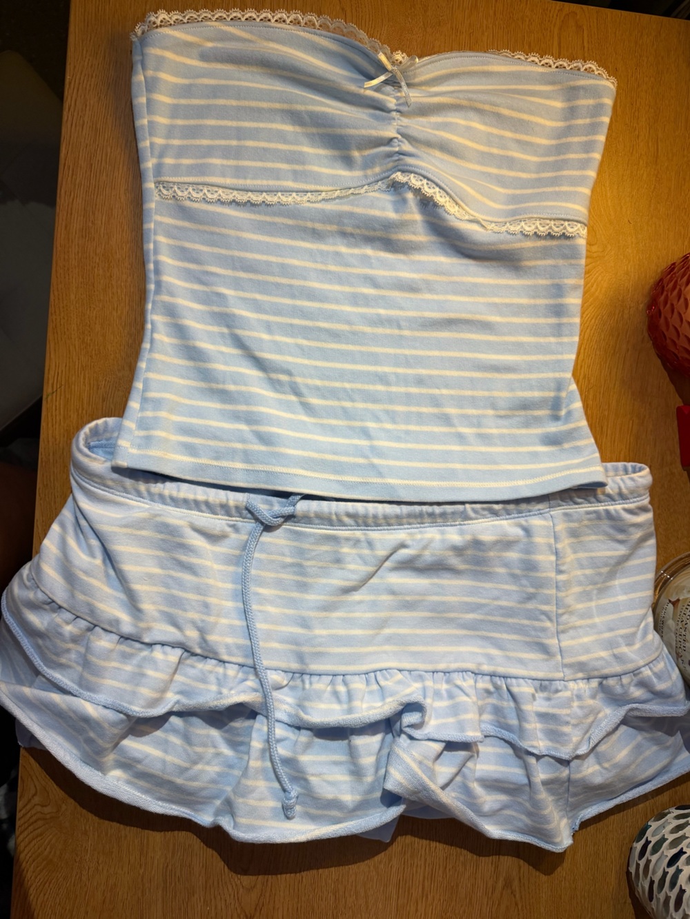 Target Light Blue & White Striped Strapless Romper Set